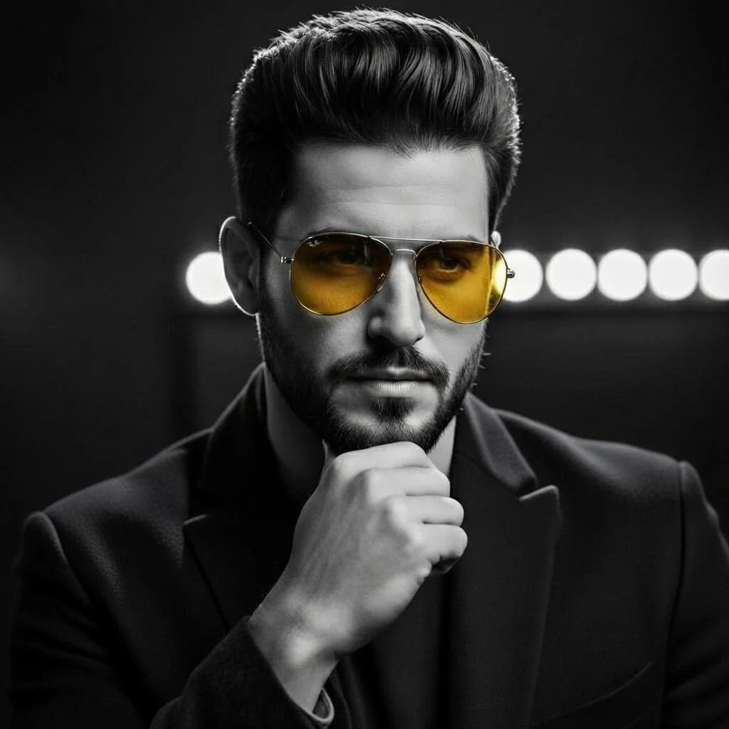 Cinematic Noir Portrait In Black Suit
