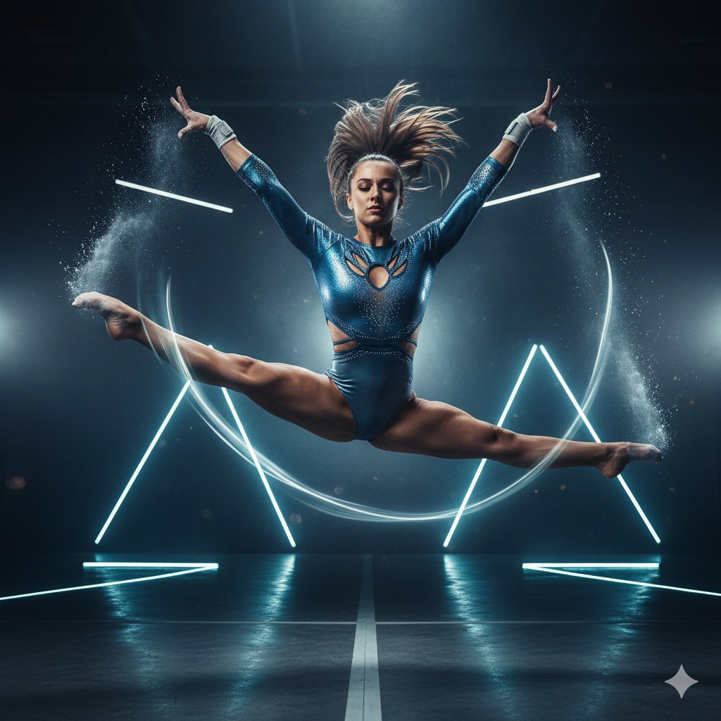 Elite Gymnast Mid-Air Freeze