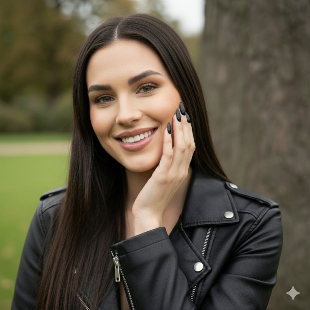 Autumn Park Leather Jacket Photoshoot