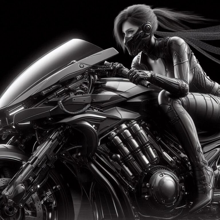 Futuristic Motorcycle Biker Woman Image