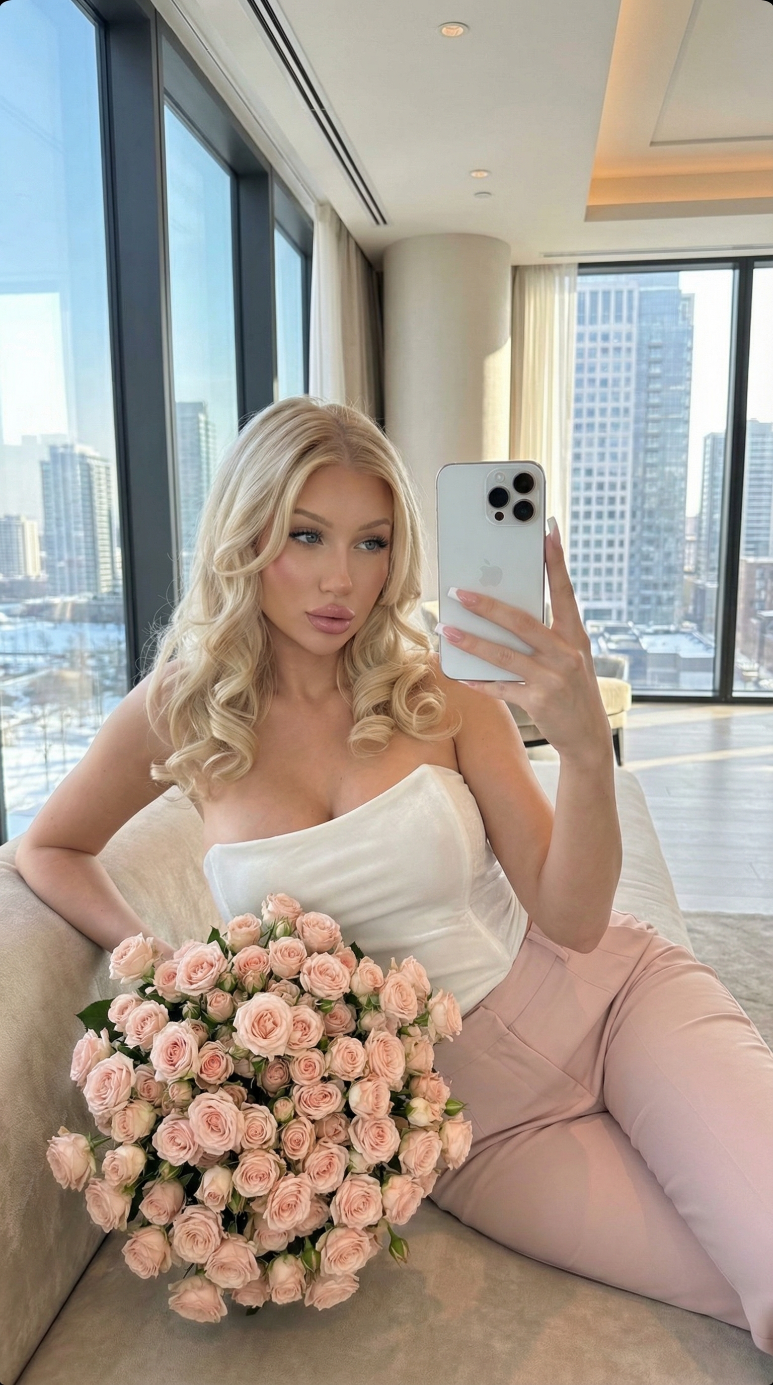 Winter Hotel Mirror Selfie Roses