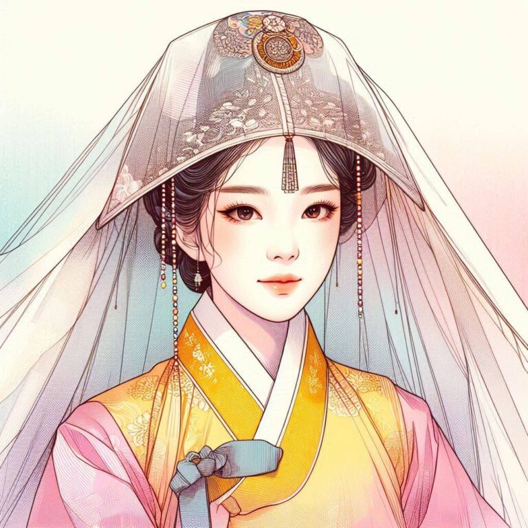 Korean Woman in Hanbok – Handrawn Manhwa Style