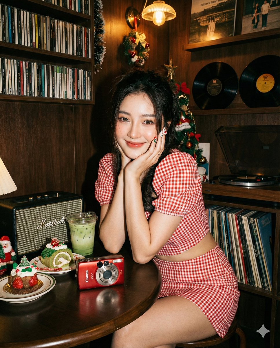 Christmas Doll Vintage Café Portrait