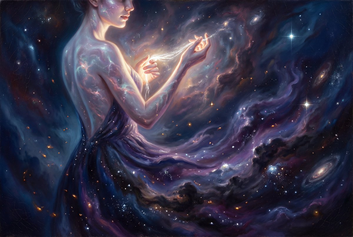 Cosmic Goddess Weaving Starlight