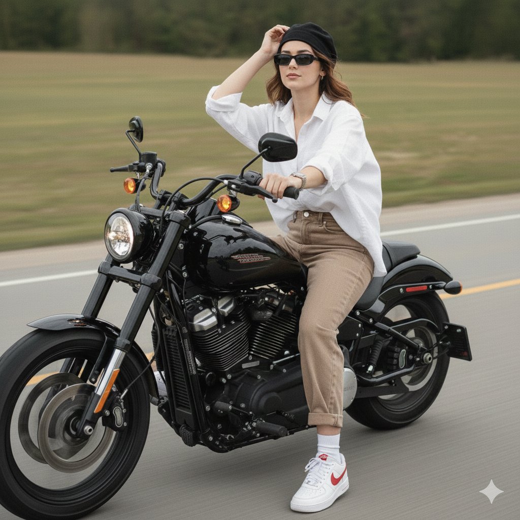 Vintage Harley Davidson Girl Ride