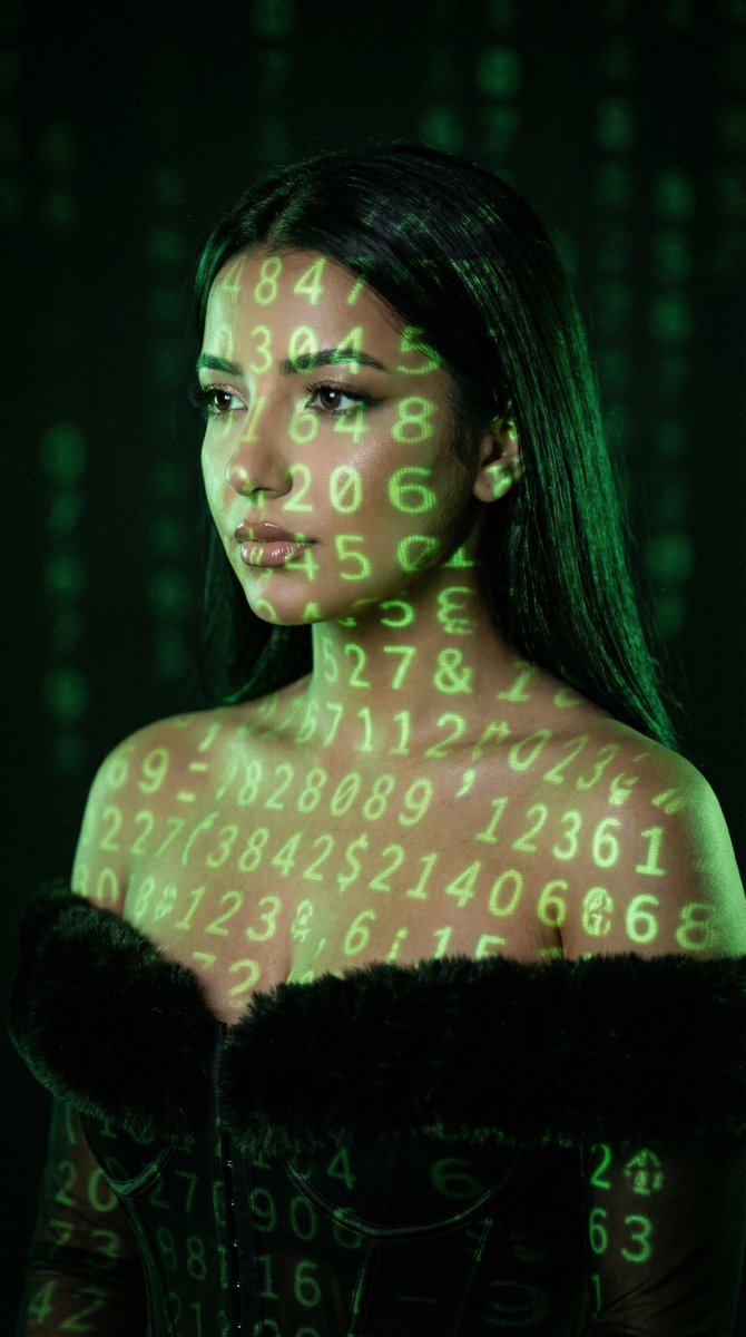 Green Numbers Beauty Portrait