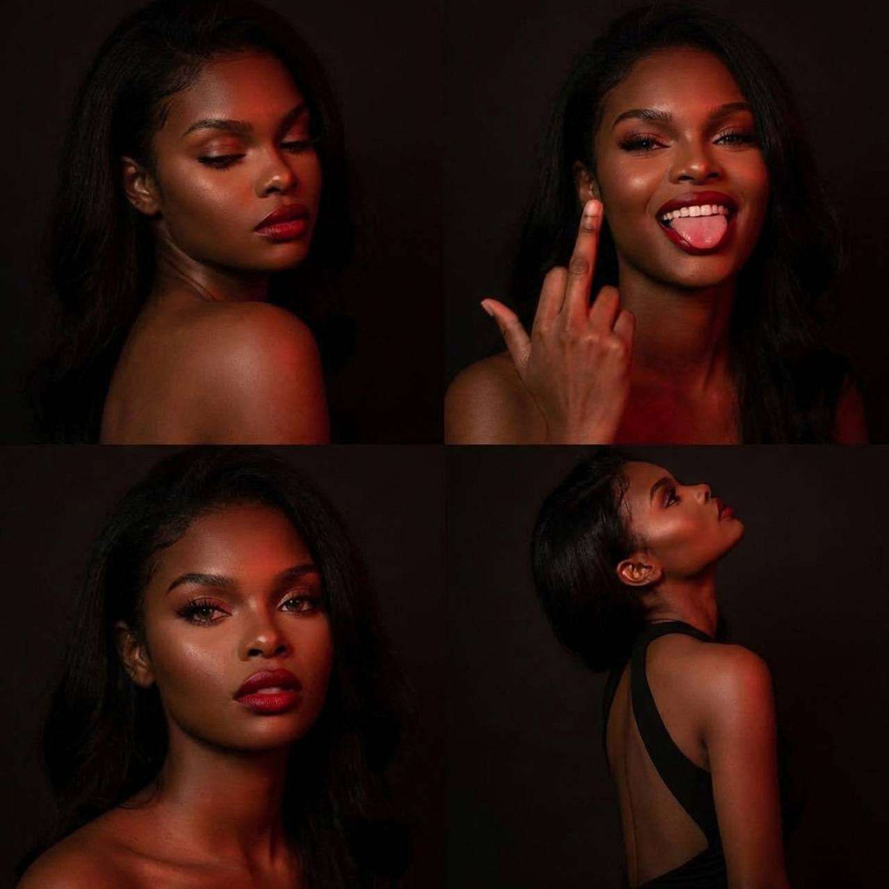 Four Moods Under Dramatic Red Light