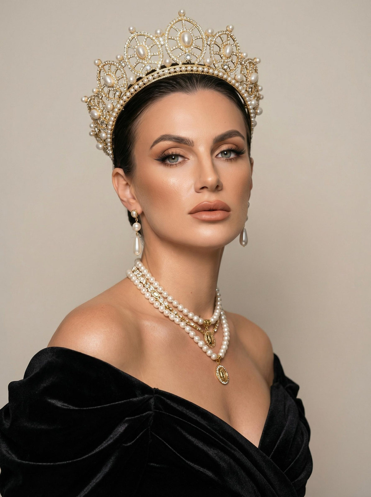 Luxurious Crown Beauty Studio Portrait