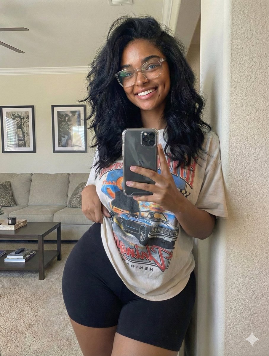 Candid Young Woman Living Room