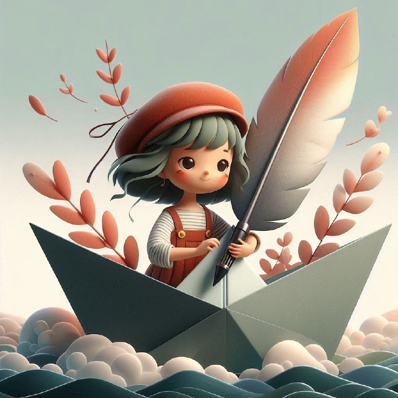 Charming Paper Boat with Feather Sail