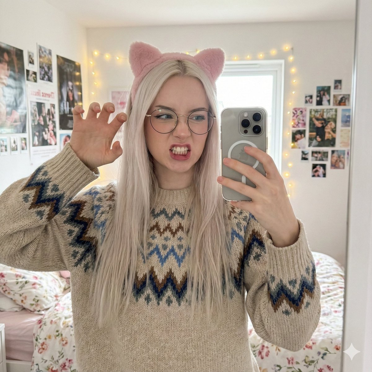 Cat-Ear Girl Mirror Selfie