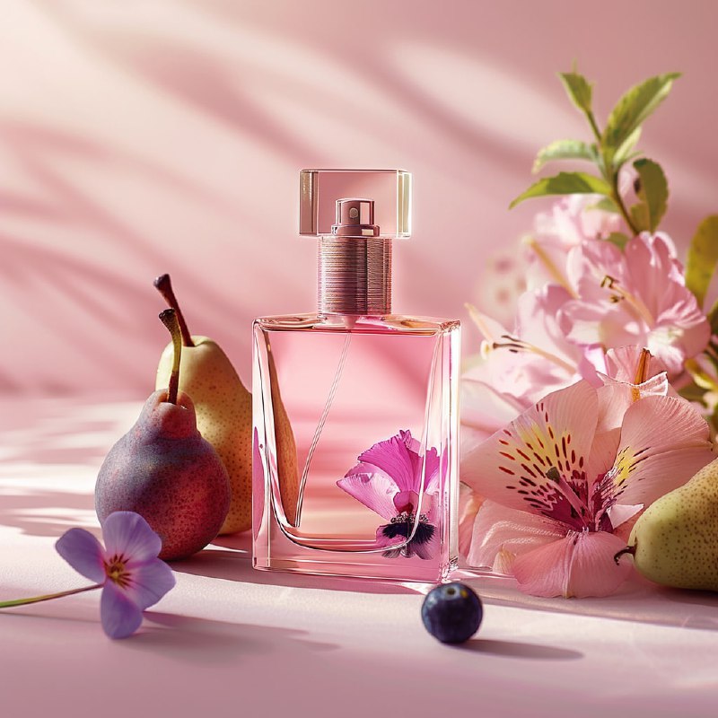 Perfume in Pink Glass Bottle – Hyperrealistic Photography