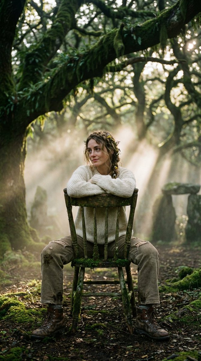 Bohemian Woman Contemplative Forest Portrait