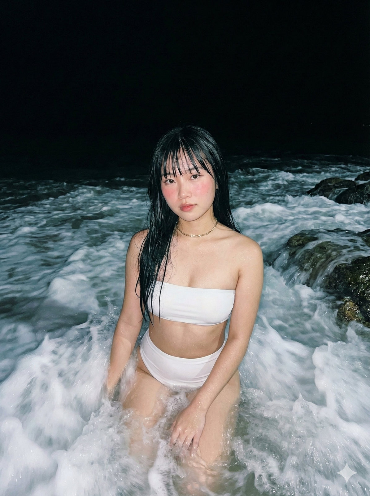 Night Sea Flash Portrait
