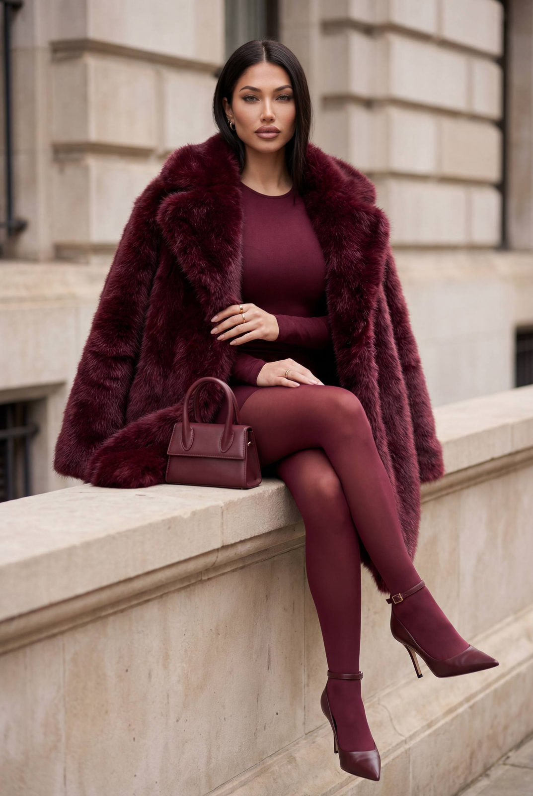 Burgundy Luxury Street Style Portrait