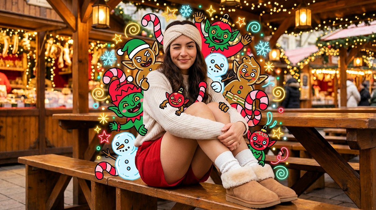 Festive Christmas Market Monster Pop Art