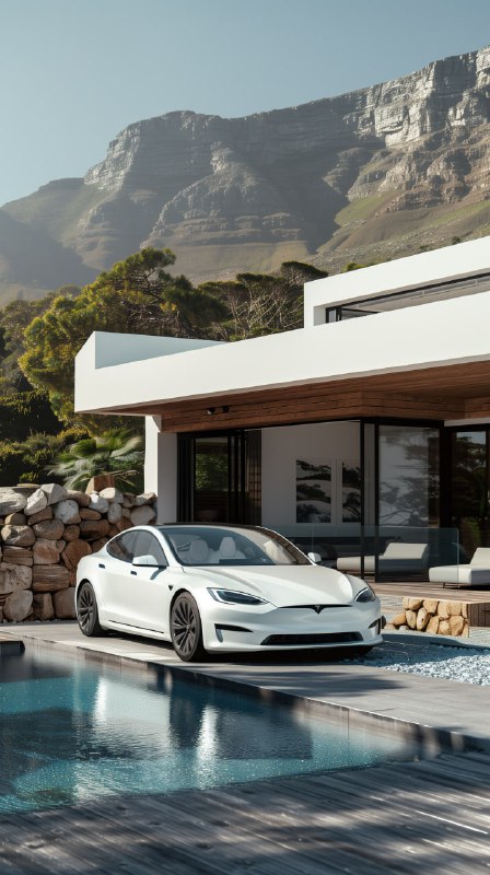 Electric Car at Luxury Cape Town Villa – Photorealistic