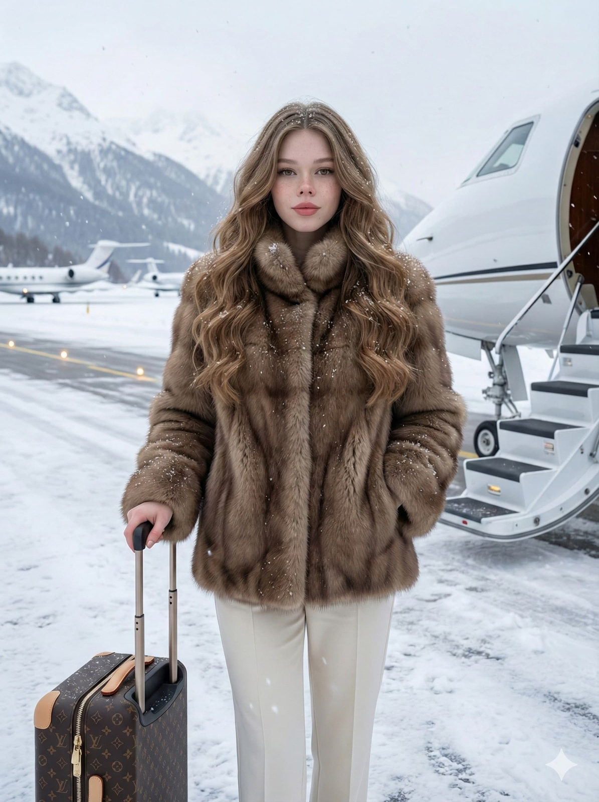 Winter Jet-Set Portrait in Snow