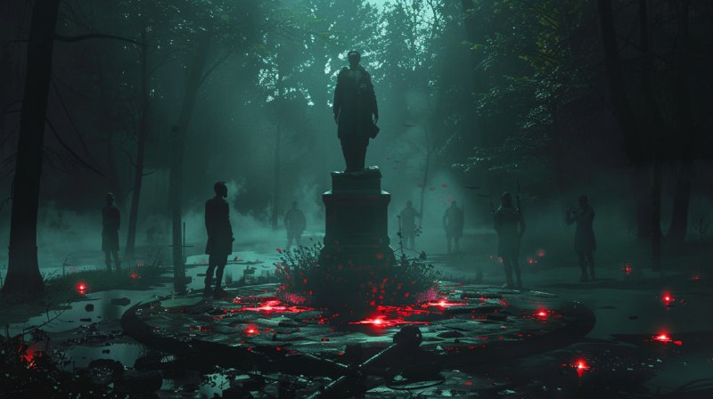 Sci-Fi Horror Cover: Haunted Forest & Broken Statue