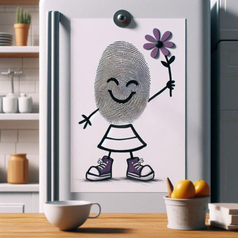 Fingerprint with line drawn stick figure