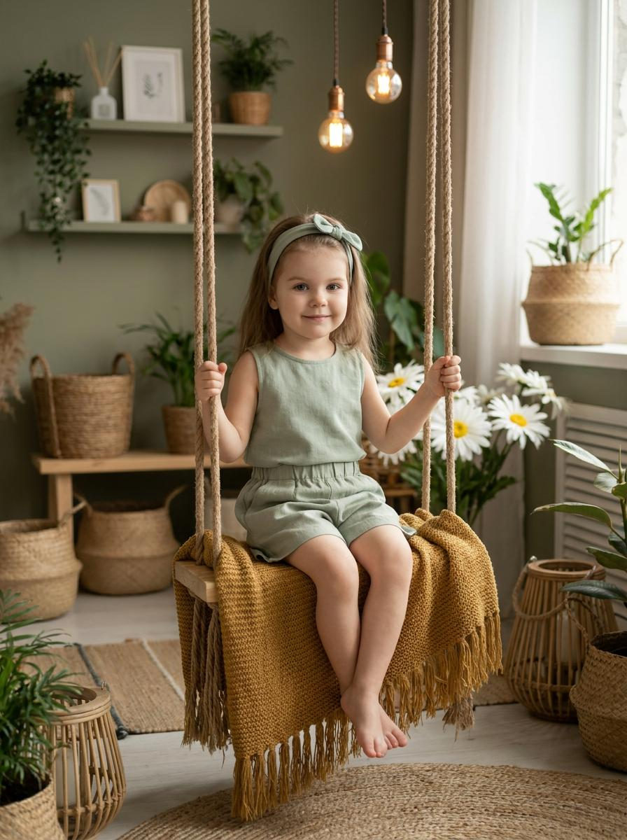 Sage Girl on Botanical Swing
