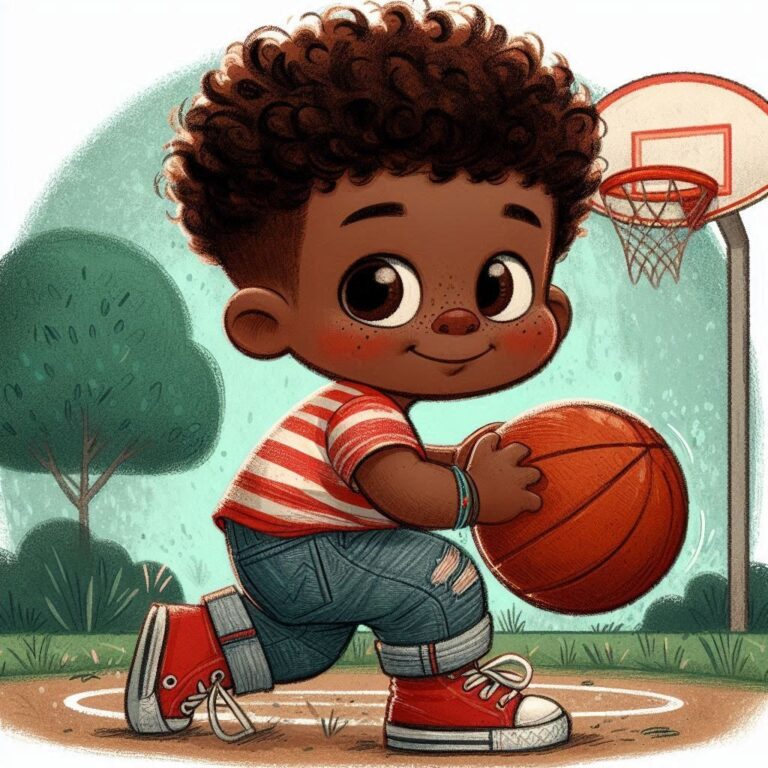 African American boy dribbling a basketball