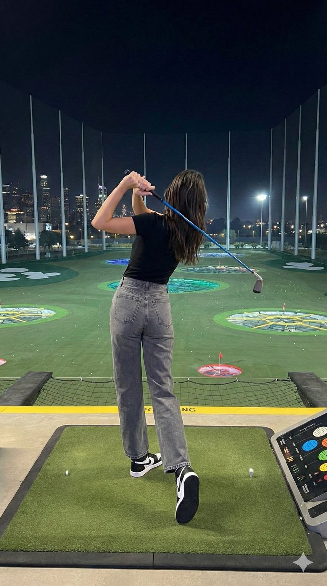 Night Golf Range Fashion Portrait
