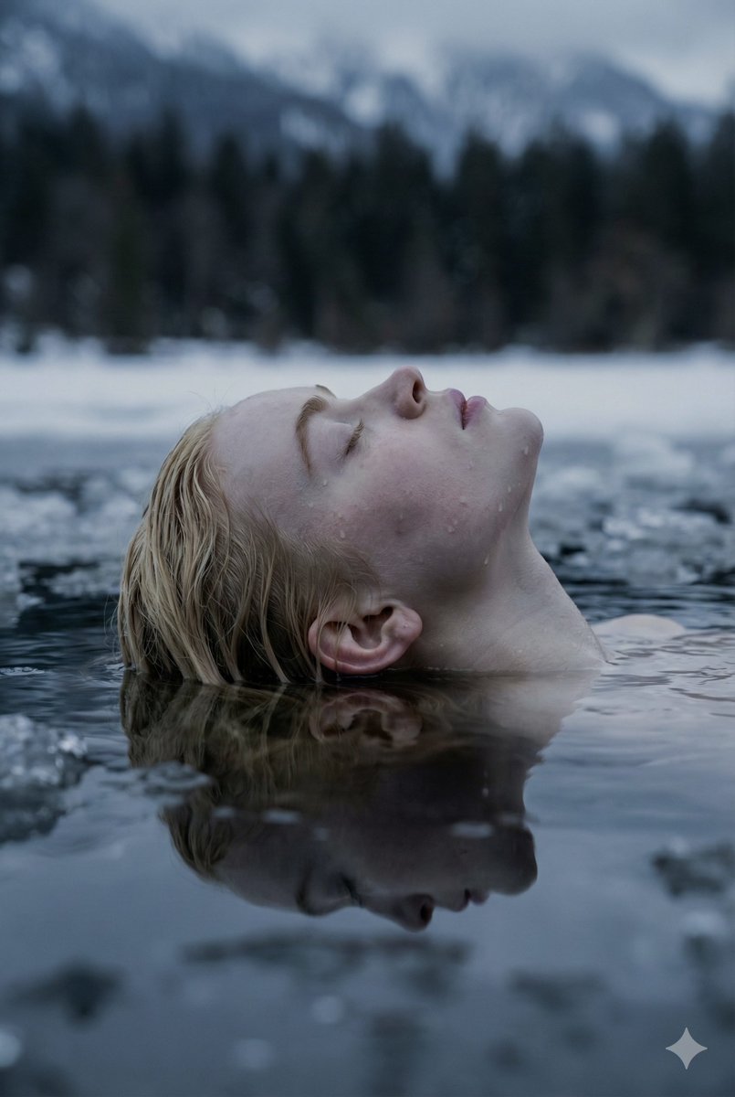 Blonde Beauty In Icy Lake