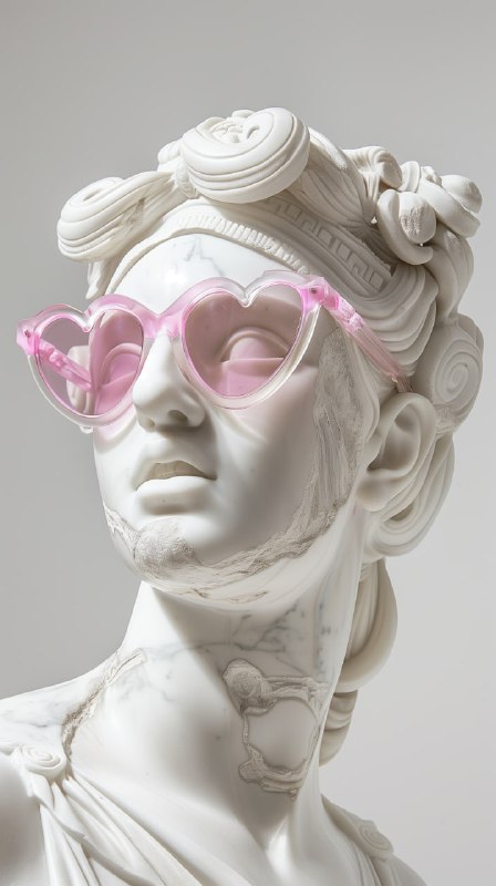 Athena made of white marble with sunglasses