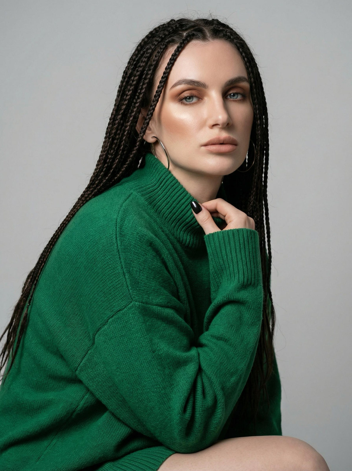 Green Sweater Studio Portrait