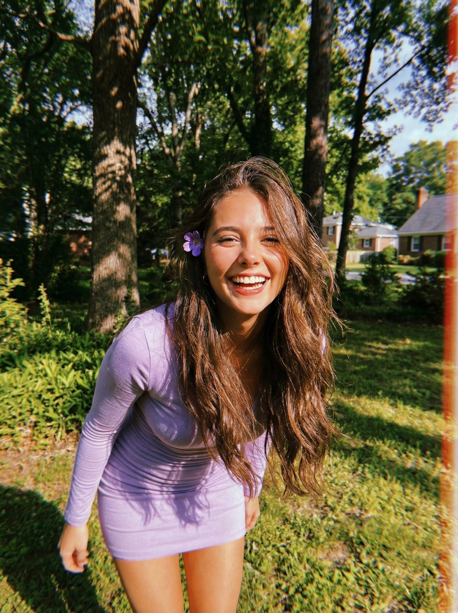 Vintage Garden Girl Candid Portrait