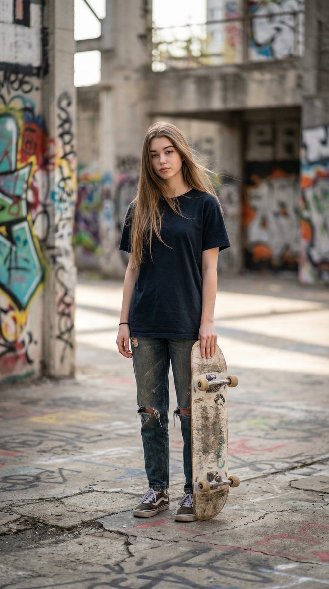 Skater Girl Aerial Stunt