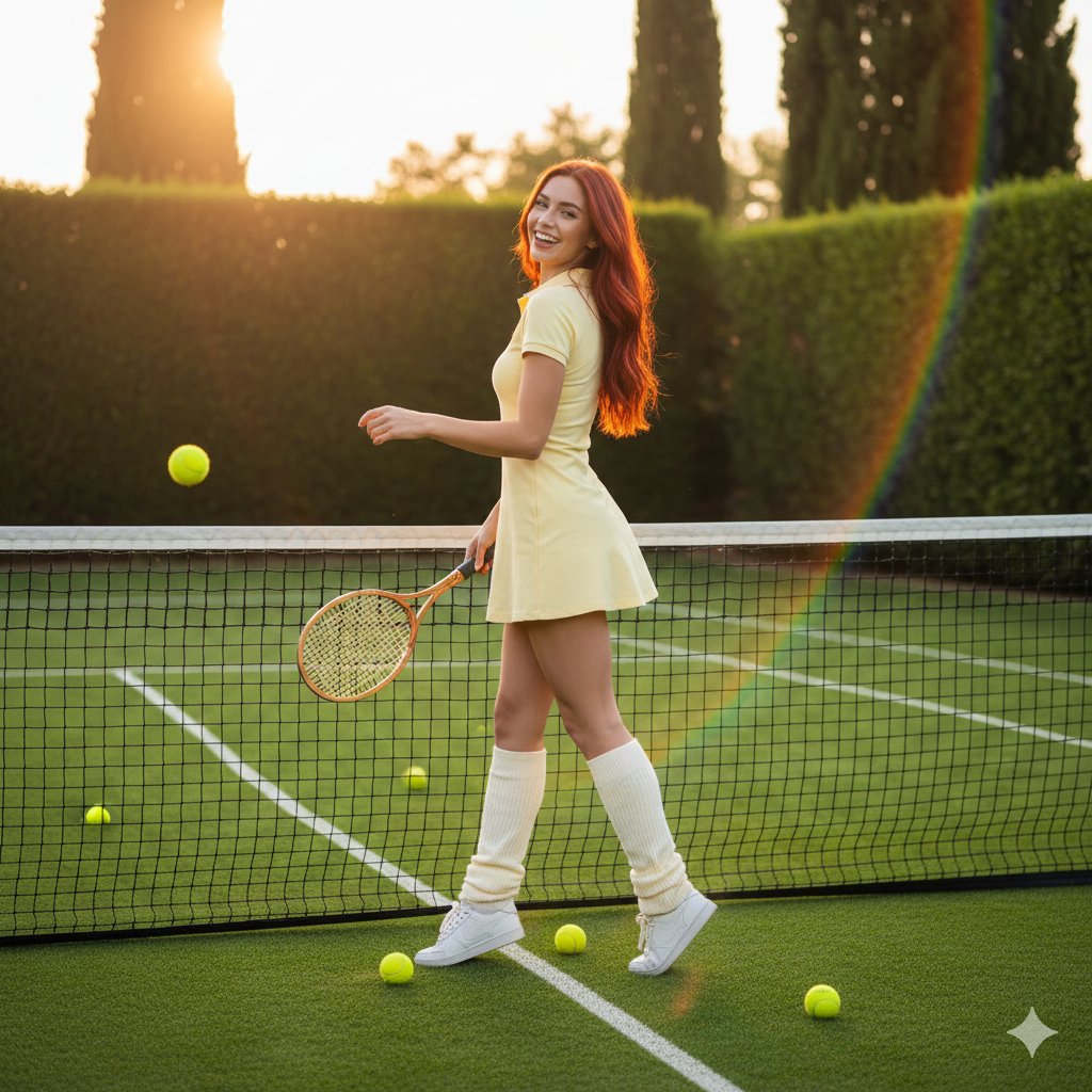 Redhead Tennis Girl Golden Hour