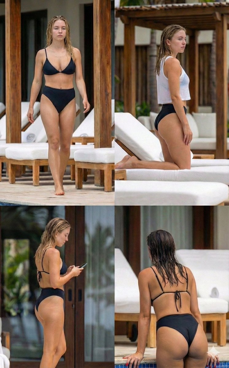 Poolside Relaxation Bikini Photo Collage