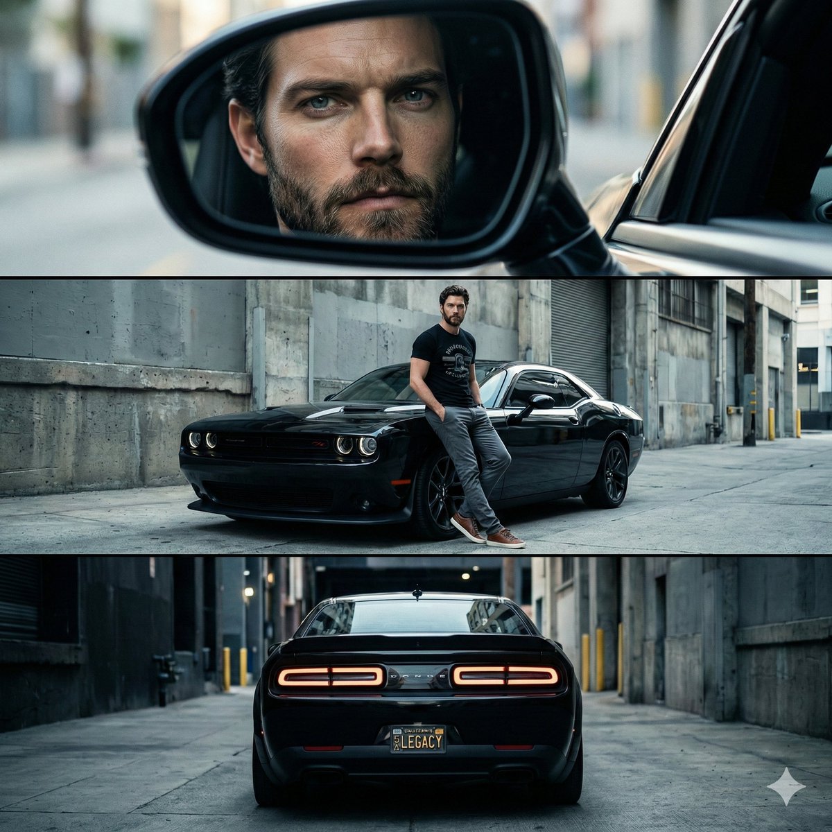 Cinematic Urban Car Life Triptych Portrait