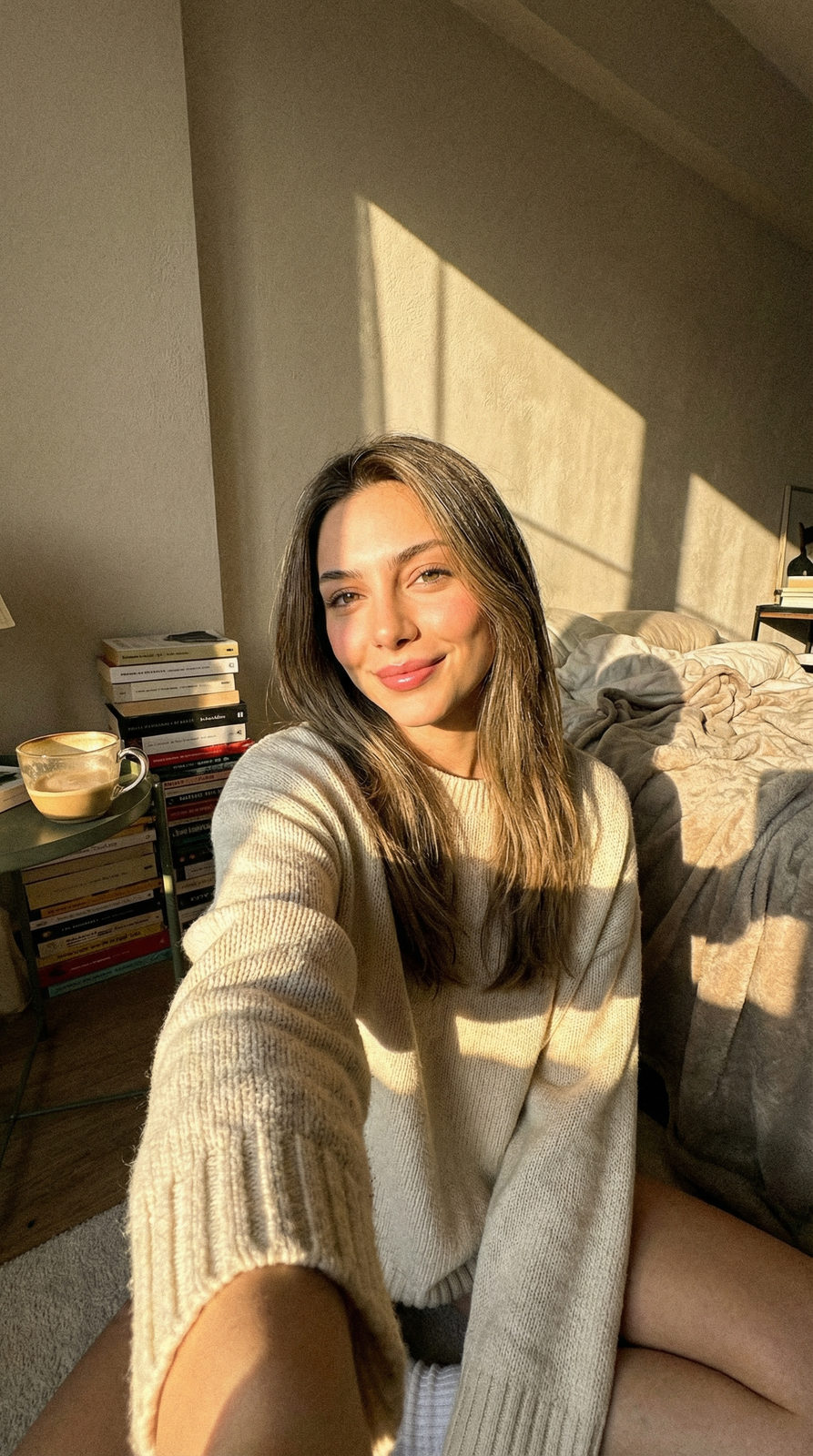 Golden Hour Cozy Indoor Selfie