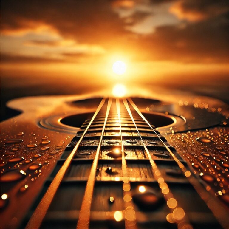 Close-up perspective of a guitar