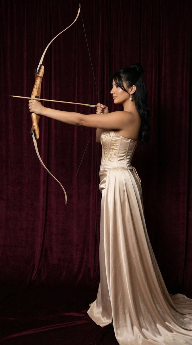 Burgundy Satin Archer Portrait