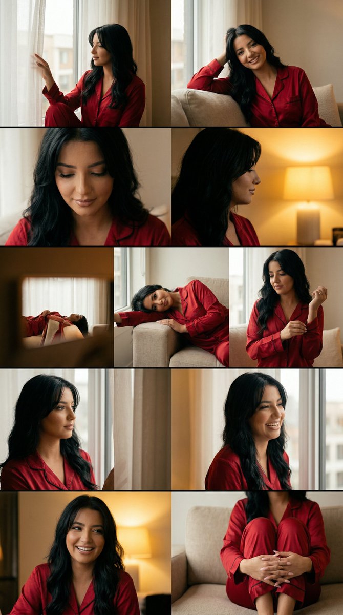 Red Silk Pajamas Cinematic Home