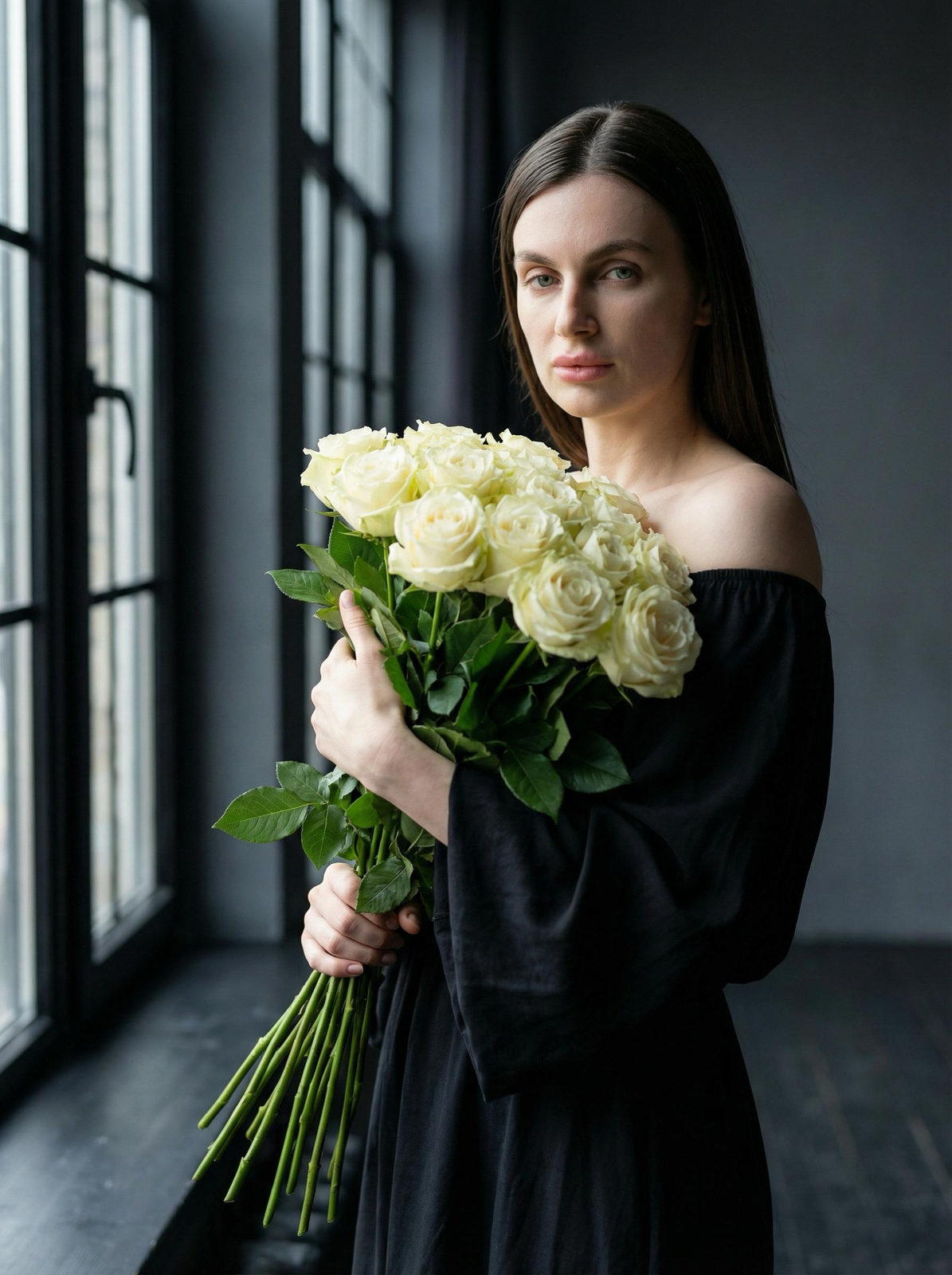 White Roses by Window