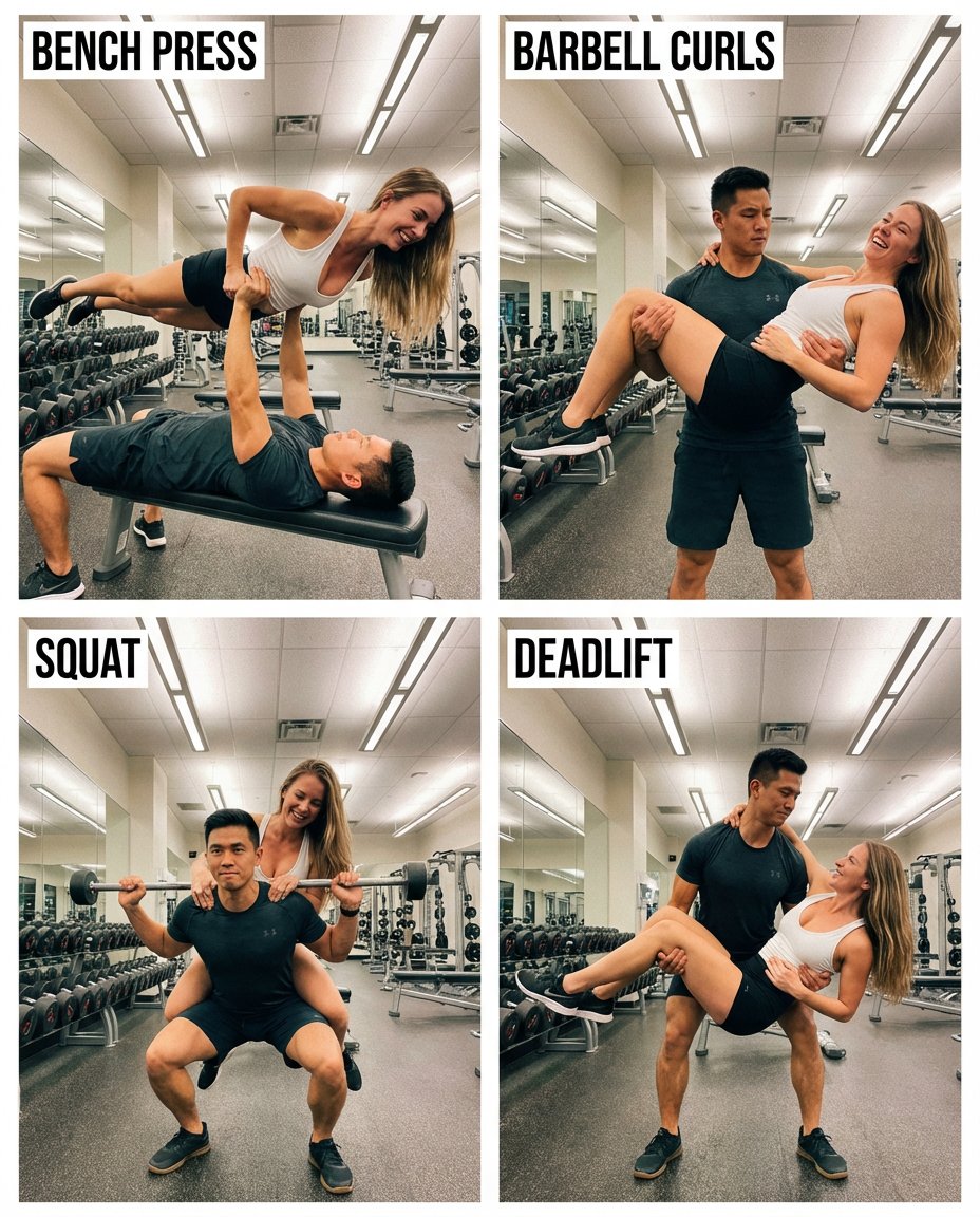 Couple Gym Workout Fun Collage