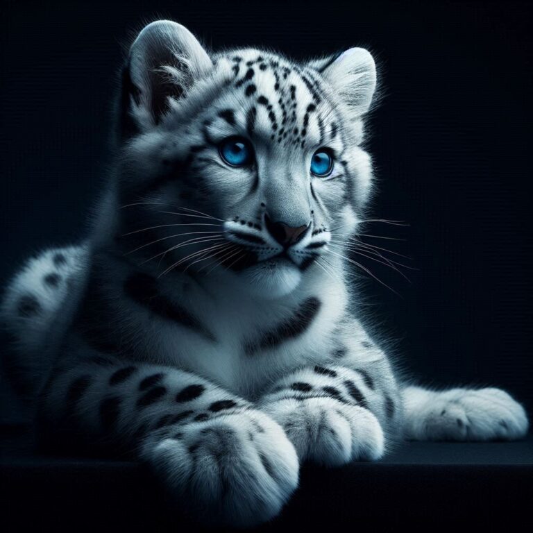 White leopard with blue eyes