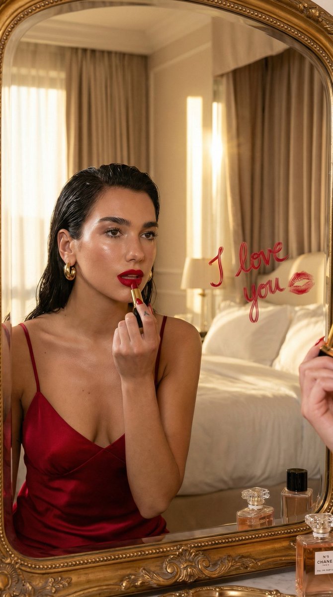 Mirror Kiss: Red Lip Seduction