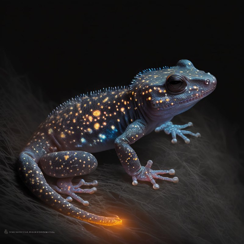 Glowing Nebula Salamander Ghost Under Starry Night Sky