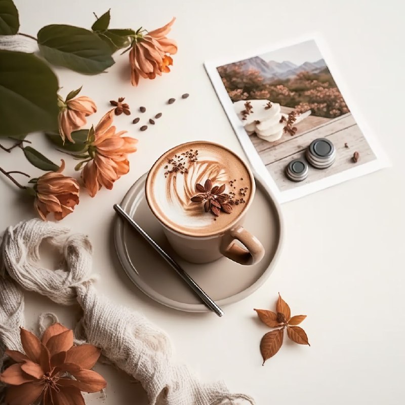 Coffee with cream and cinnamon