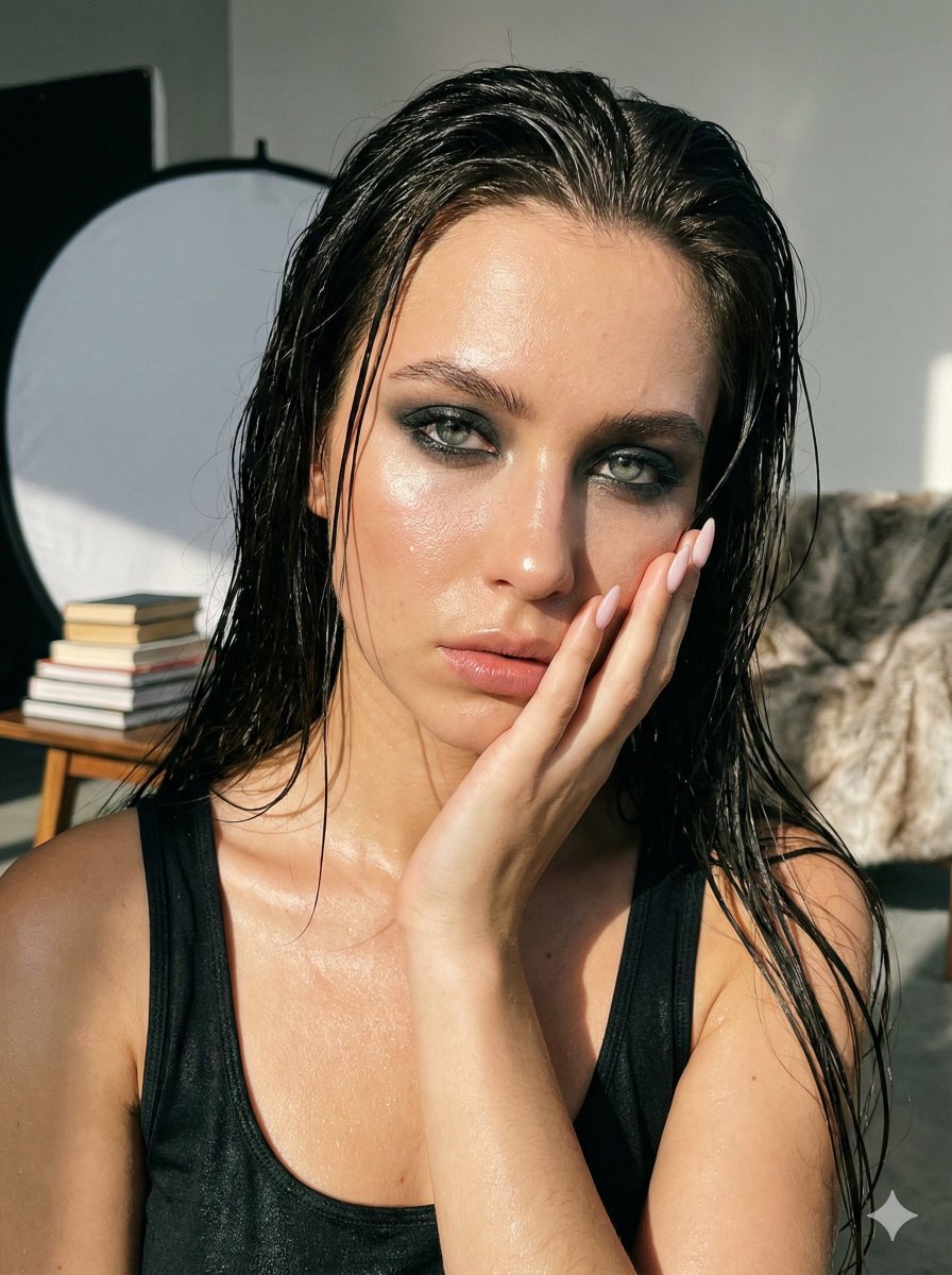 Ultra Realistic Wet Hair Portrait