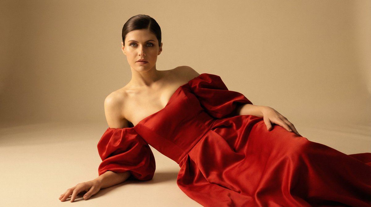 Elegant Red Dress Editorial Fashion Shoot