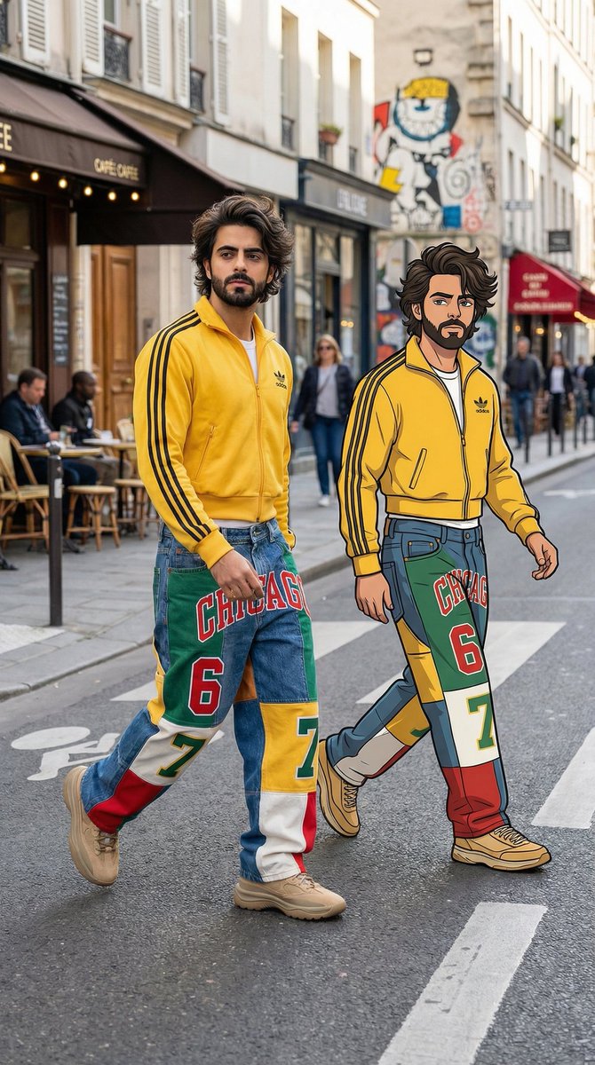 Street Cool Guy With Cartoon Twin