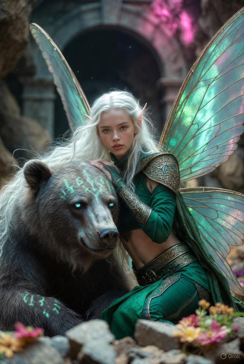 Fairy and Giant Bear Companion