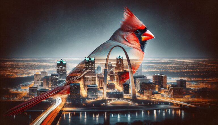 Cardinal and St Louis Skyline Double Exposure Artwork